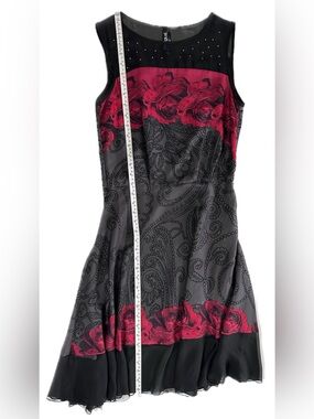 Desigual Giordin Boho Paisley Lace Whimsical Lined Summer Dress Prom Black XS